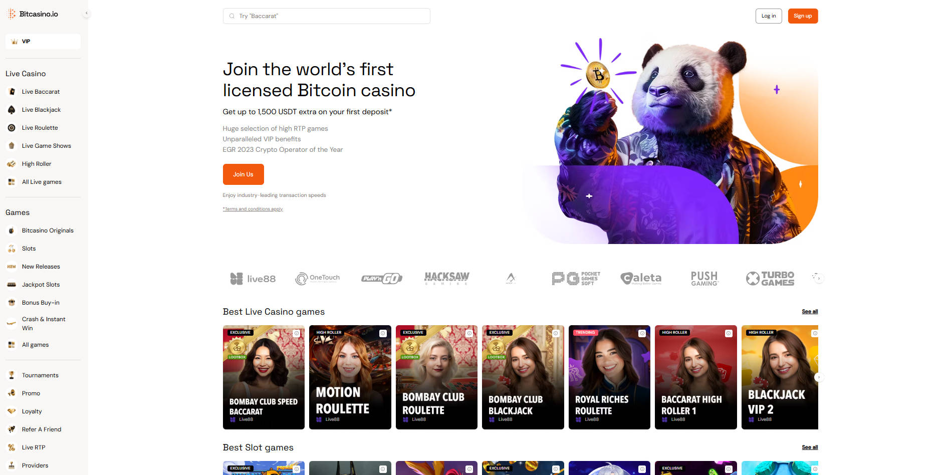 Bitcasino.io Homepage
